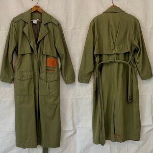 Together Olive Trench Coat with Brown Accent